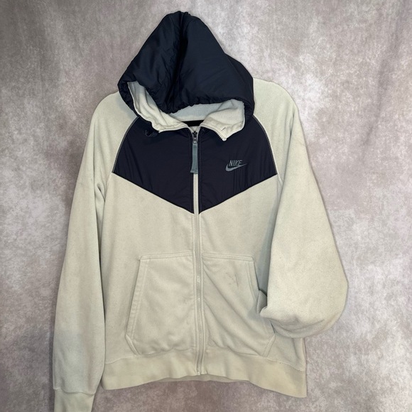 Nike Polar Fleece Sportswear Full Zip Hoodie‎ Medium 929114-034 Lt Silver/Navy - Picture 2 of 8